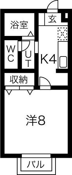 アイリス今伊勢(1K/1階)の間取り写真