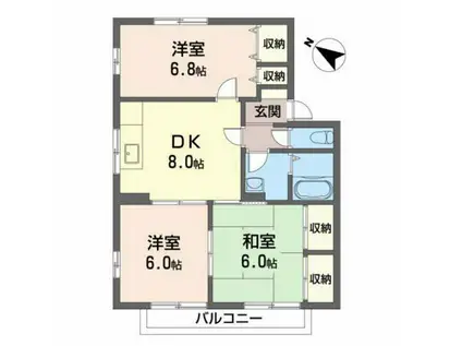 ファミール中筋A棟(3DK/2階)の間取り写真