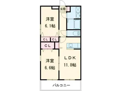 MDIブリサマリーナ花見が浜(2LDK/4階)の間取り写真