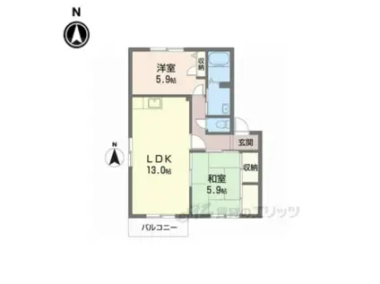 サニーソシアB棟(2LDK/2階)の間取り写真