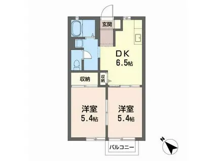 エクセルワタリ(2DK/2階)の間取り写真