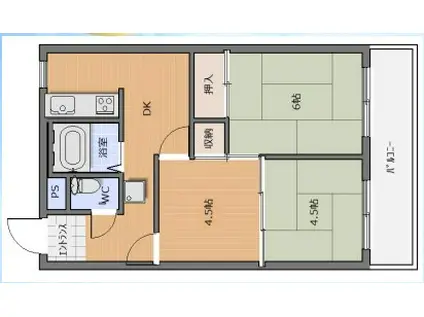 CARRONDS鈴蘭台北町(3DK/2階)の間取り写真