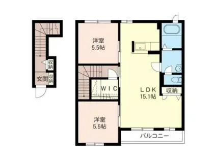 ほたる野サクベハイムB(2LDK/2階)の間取り写真