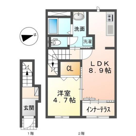 フィールドアップ横井(1LDK/2階)の間取り写真