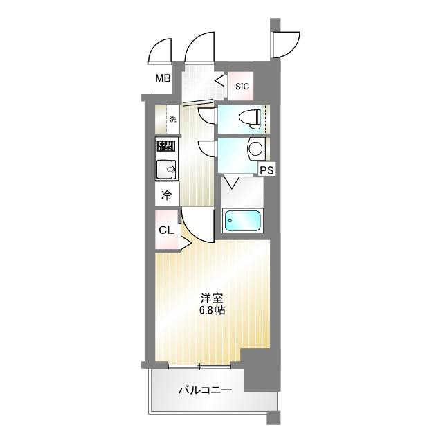 プレサンス神戸元町ベルシオン(1K/8階)の間取り写真