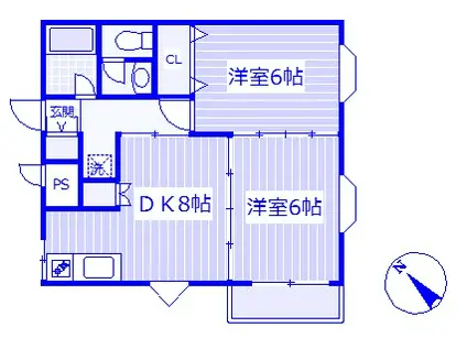 クレッセント堀の内(2DK/2階)の間取り写真