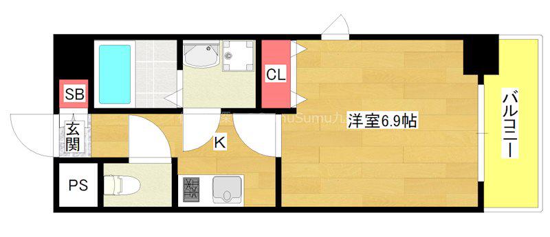 PARFECTLIFE本田(1K/8階)の間取り写真