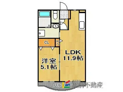 パークマンション旭駅前II(1LDK/2階)の間取り写真