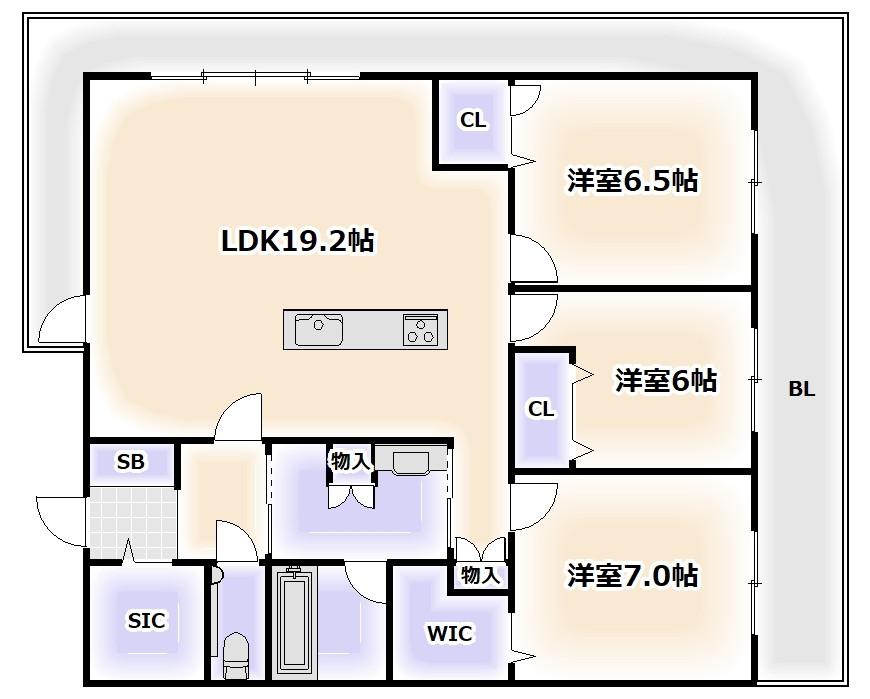 グランセジュール大国町(3SLDK/5階)の間取り写真