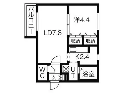 CREA北28条(1LDK/2階)の間取り写真