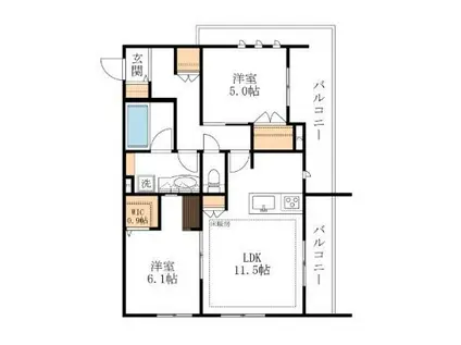 LE RUAH(2LDK/2階)の間取り写真