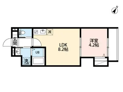 ROBOT HOME 蒲生(1LDK/1階)の間取り写真