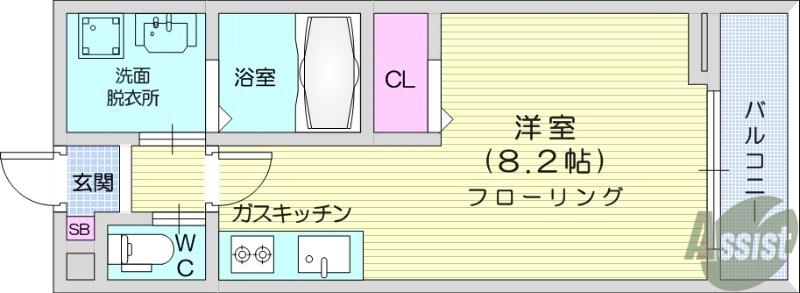 RS RESIDENCE(ワンルーム/2階)の間取り写真
