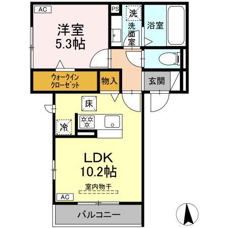 レセンテさくらII(1LDK/1階)の間取り写真