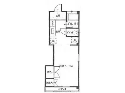 シャトーA・T(ワンルーム/3階)の間取り写真