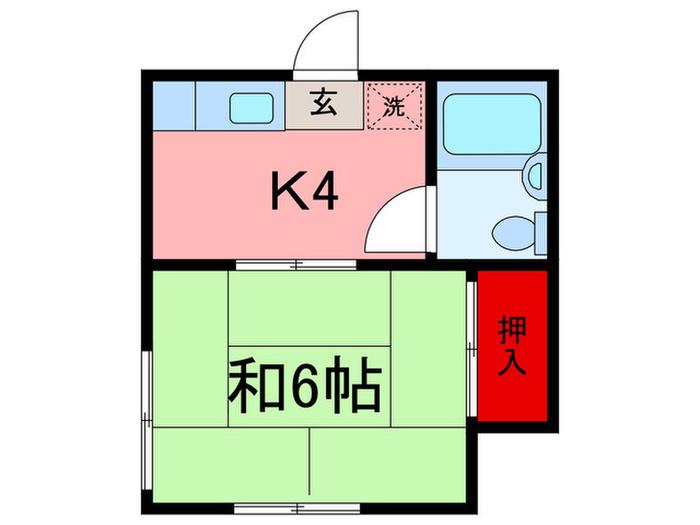 タマハイツ(1K/2階)の間取り写真