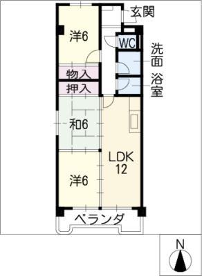 ニュータウン天白(3LDK/2階)の間取り写真