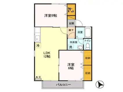 セジュール8タナカB(2LDK/2階)の間取り写真