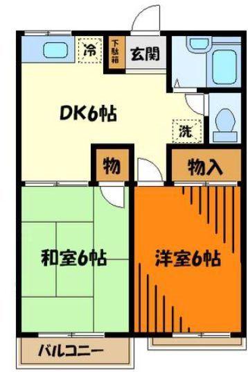 ファミーユ八王子(2DK/2階)の間取り写真