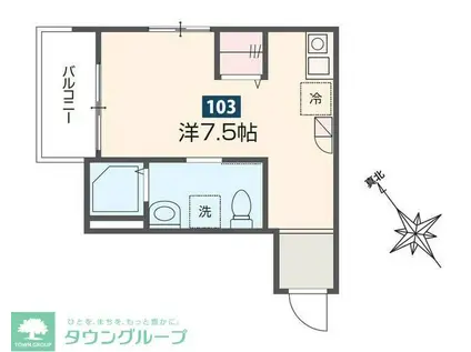 MELLAS京成稲毛(ワンルーム/1階)の間取り写真
