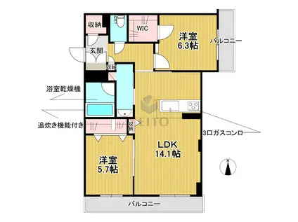 ベルスウィート(2LDK/2階)の間取り写真