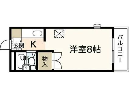 パインハウスII(ワンルーム/2階)の間取り写真