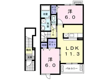 エトワール・フィラントA(2LDK/2階)の間取り写真