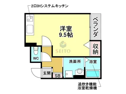 PARK HOKULEA(ワンルーム/1階)の間取り写真