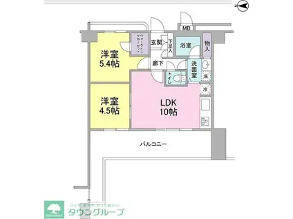 ラフィーネデュオ(2LDK/14階)の間取り写真