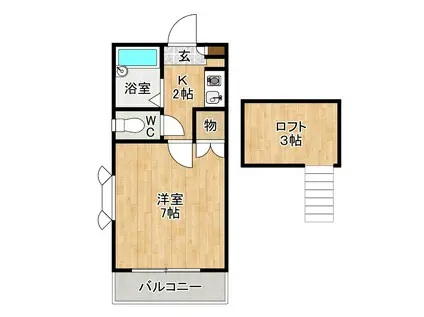 レオパレス21片野新町A(1K/2階)の間取り写真