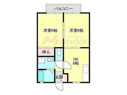 YURIE(2DK/1階)の間取り写真