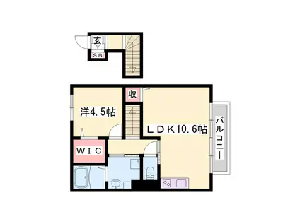 ジュネスSハイムII(1LDK/2階)の間取り写真