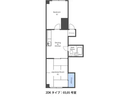 ハイライズマンション(2DK/1階)の間取り写真