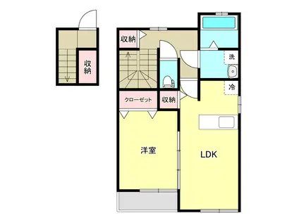 ドミール三輪台(1LDK/2階)の間取り写真