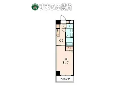 リバーストーンII(1K/6階)の間取り写真