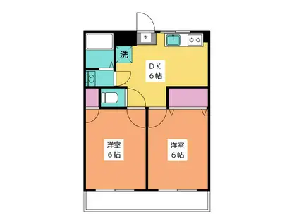 メゾン森 1(2DK/3階)の間取り写真