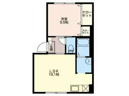 オンディーヌB(1LDK/2階)の間取り写真