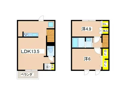 旭・リマールひらさ(2LDK/1階)の間取り写真