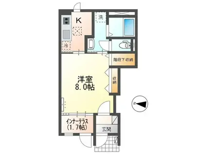 アン ルシオール(1K/1階)の間取り写真