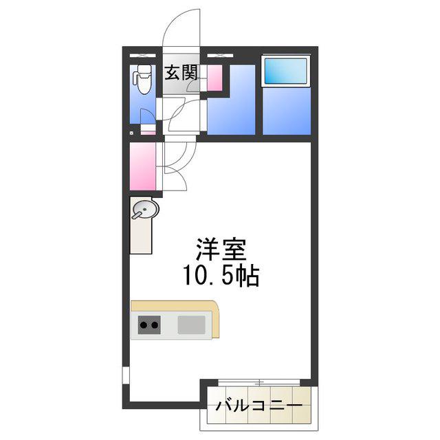 レオネクストケイスピリット桜坂(ワンルーム/1階)の間取り写真
