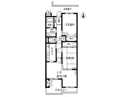 クリア砧公園(2LDK/4階)の間取り写真