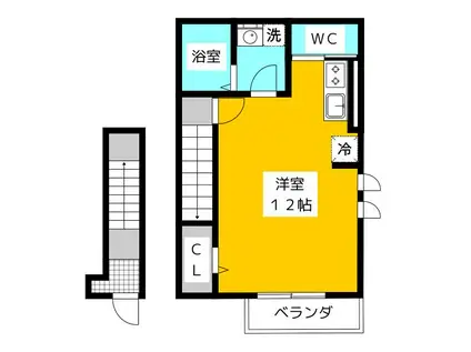 ヴィエンナ(ワンルーム/2階)の間取り写真