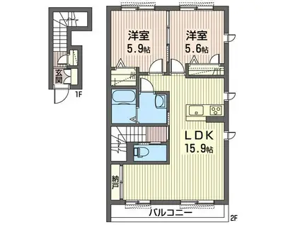 アメイジングソレイユ(2LDK/2階)の間取り写真