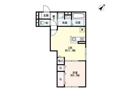 スピネル南草津(1LDK/3階)の間取り写真