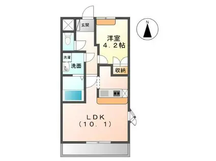 エルビス今里III(1LDK/1階)の間取り写真