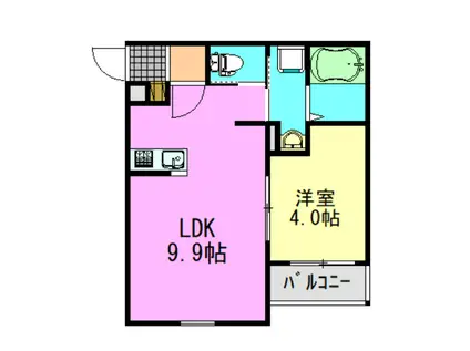 グランディール千葉新宿(1LDK/1階)の間取り写真