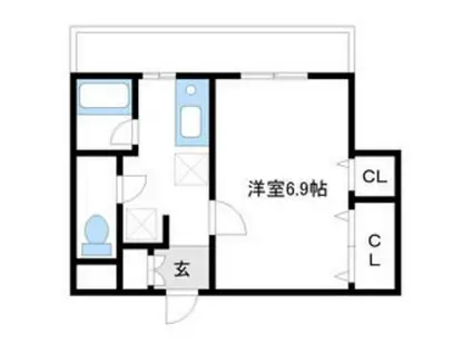 K.Mパークサイド(1K/2階)の間取り写真