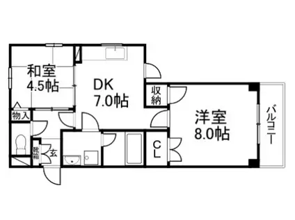 パティオ香里園東(2DK/2階)の間取り写真