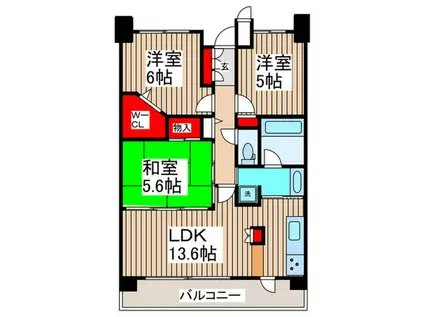 ベルドゥムール草加旭町(3LDK/12階)の間取り写真