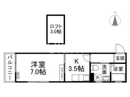 ドーリアNIJO駅東(1K/3階)の間取り写真